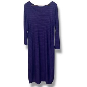 Cut Loose Purple Black Stripe Long Sleeve Maxi Dress Pockets M Lagenlook Texture